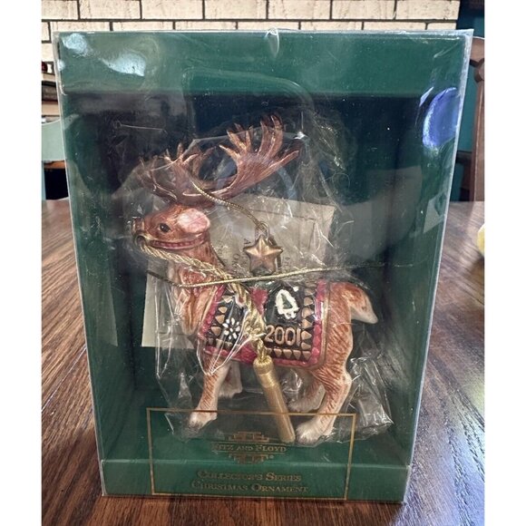 NEW Fitz‎ & Floyd CHRISTMAS LODGE Reindeer 2001 Limited Ed Ornament Boxed - Picture 1 of 5